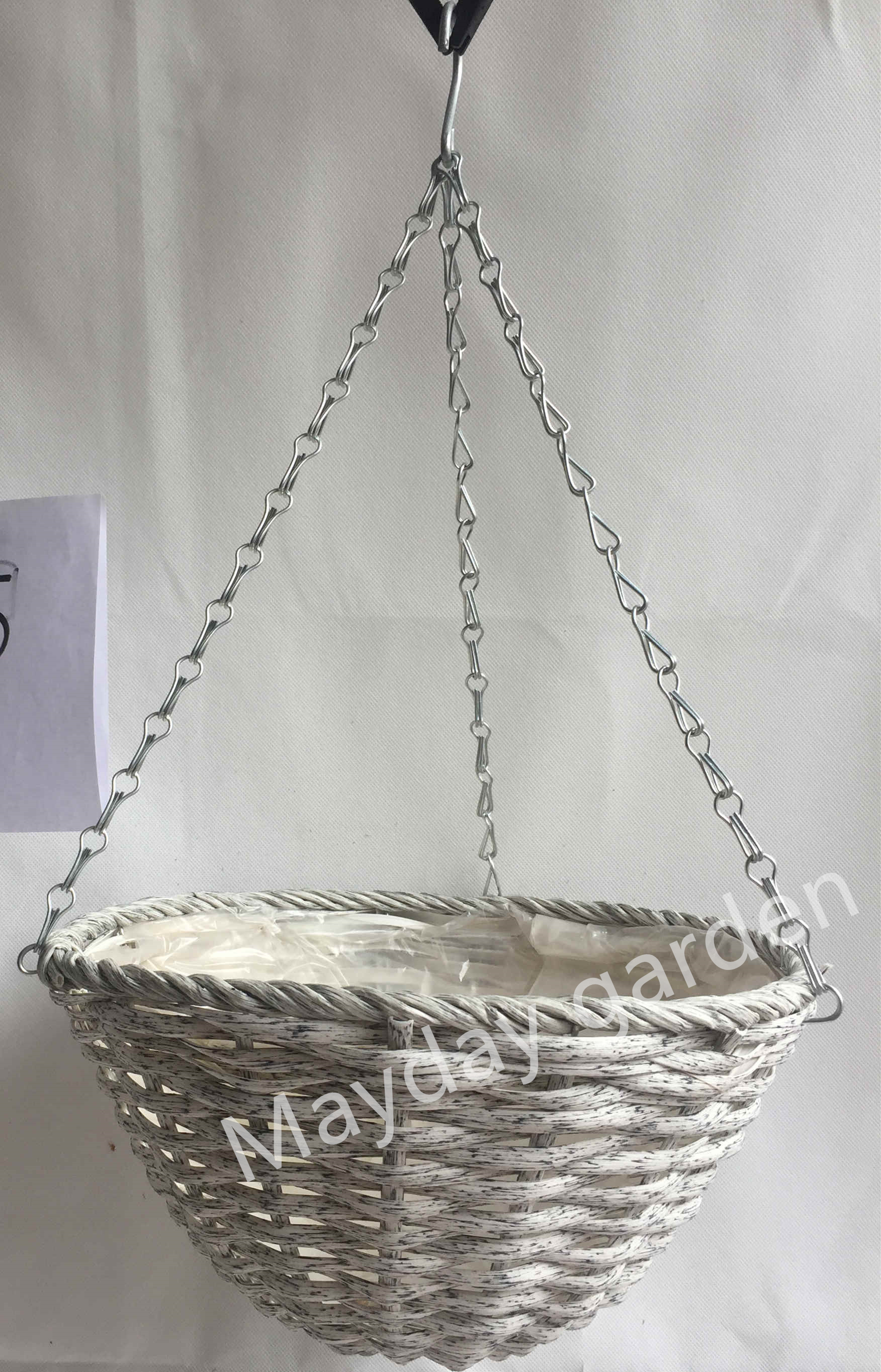 12In Plastic Rattan Hanging Flower Pot Artificail rattan round Shaped Plant Pot for Garden Decor