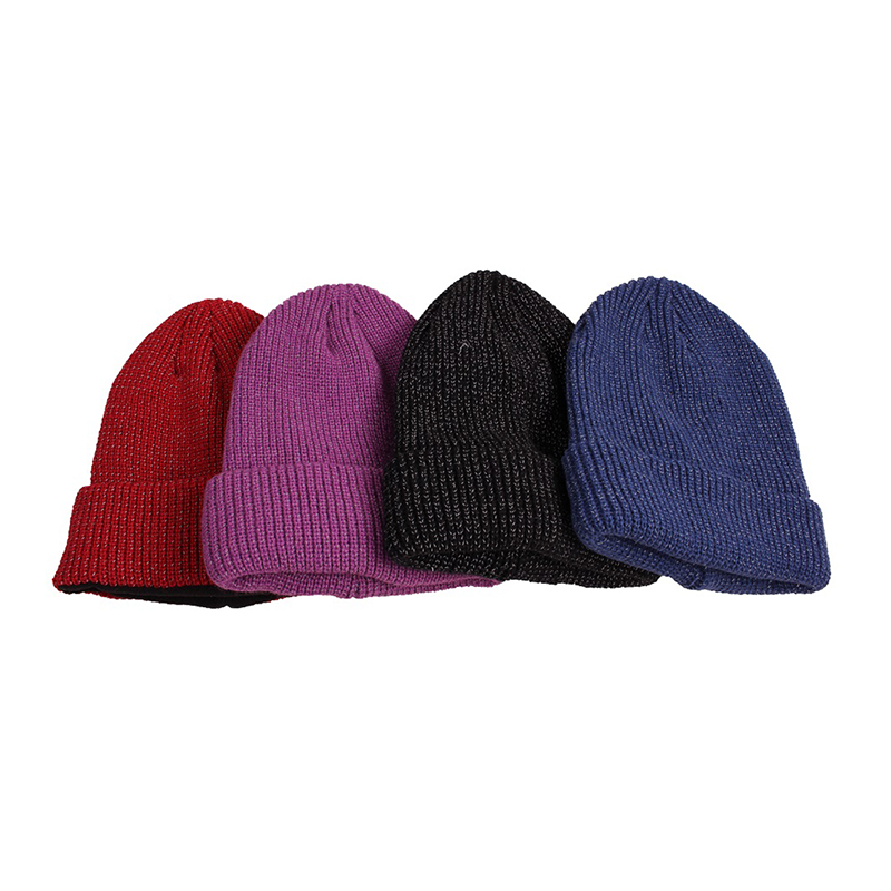 Winter Warm 100 Acrylic Fleece Lining Winter Beanie Hat with Reflective Yarn