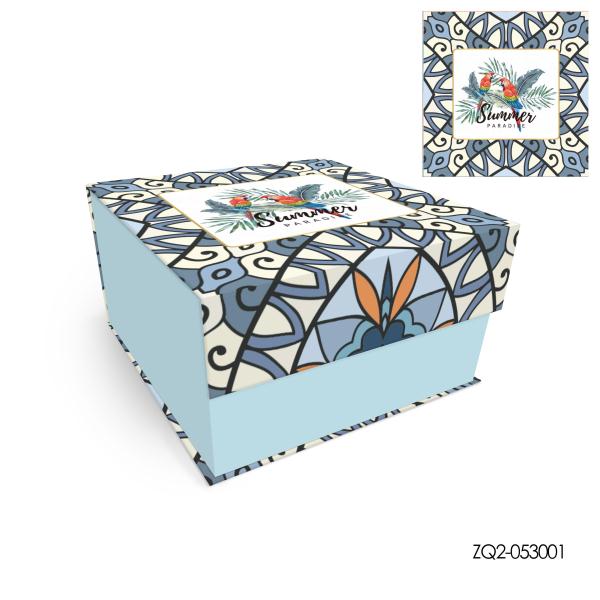 Flower and Bird Series Square Gift Box with Back and Flip Cover
