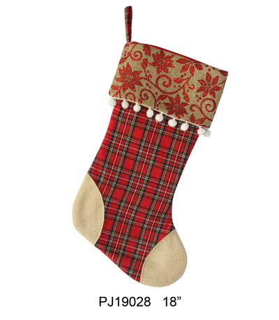Plaid color-block linen stocking