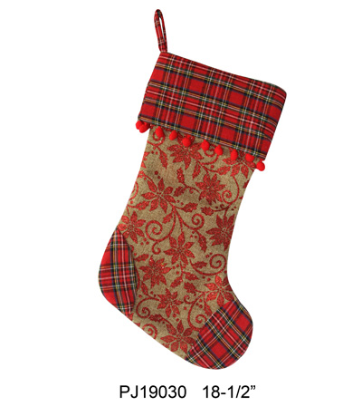 Plaid color-block linen stocking