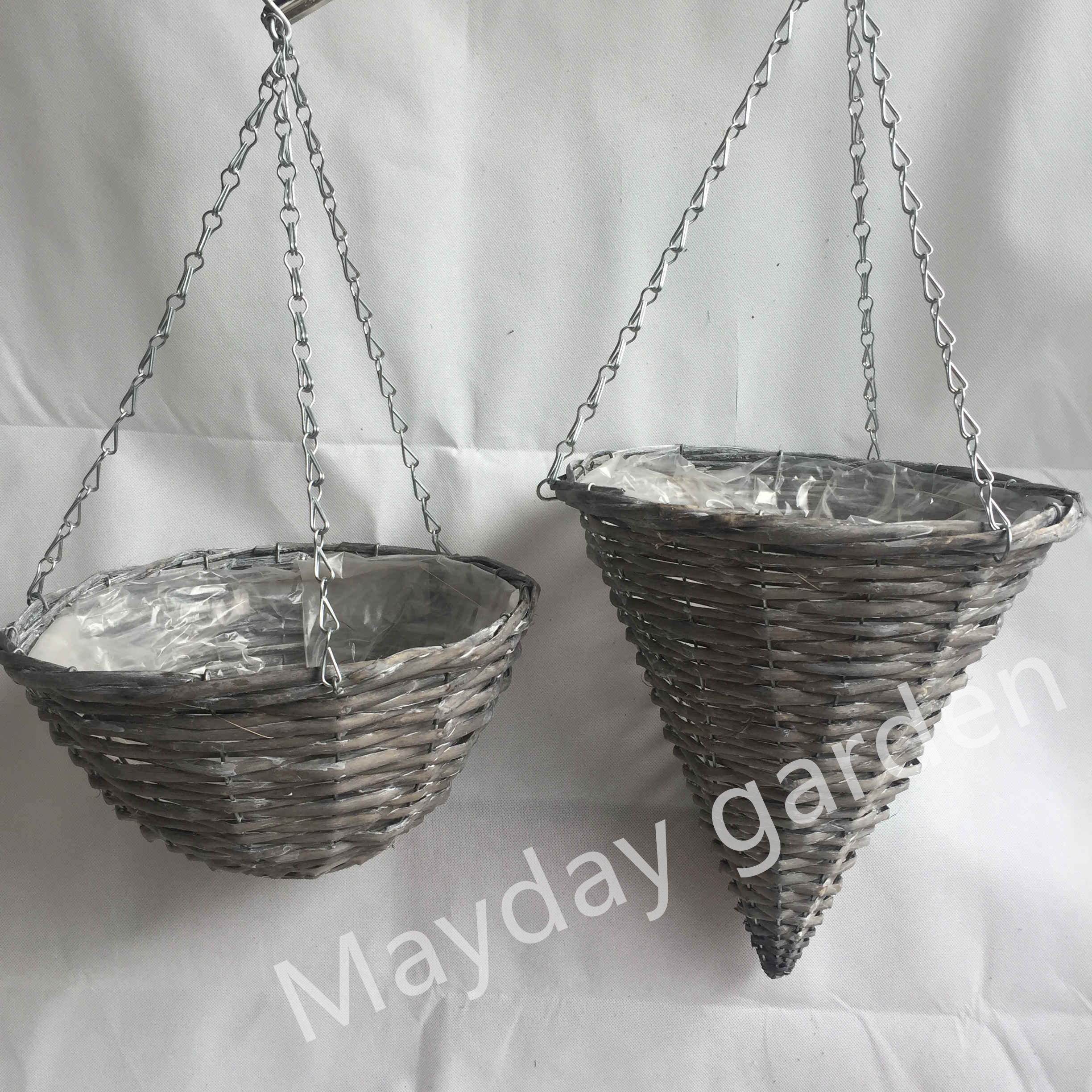 12In Natural willow Hanging basket wicker handmade basket planter for garden decor