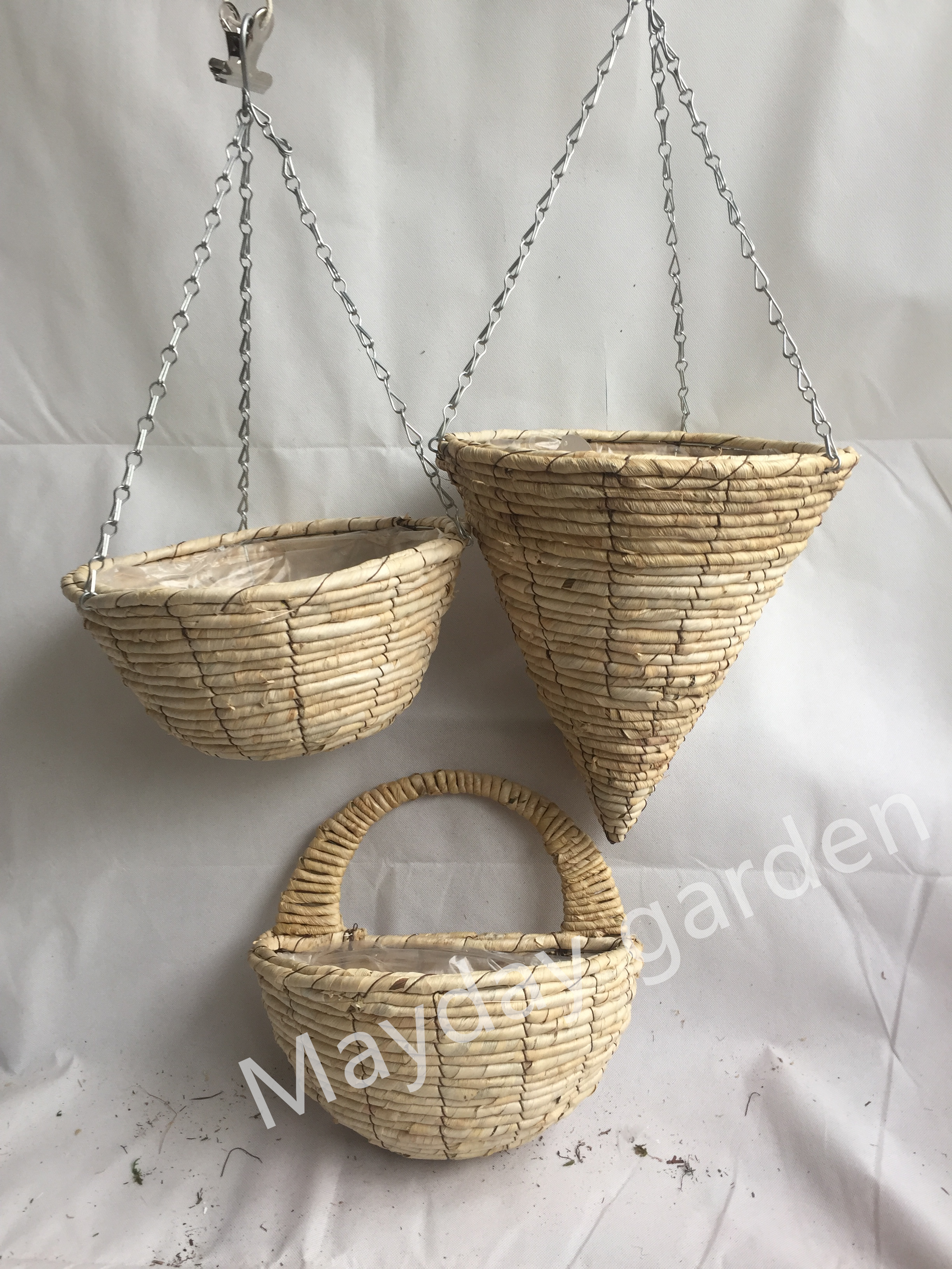 12In Garden Rope Hanging Baskets Handmade Pots Indoor Outdoor Flower Basket for Deck Patio Balcony