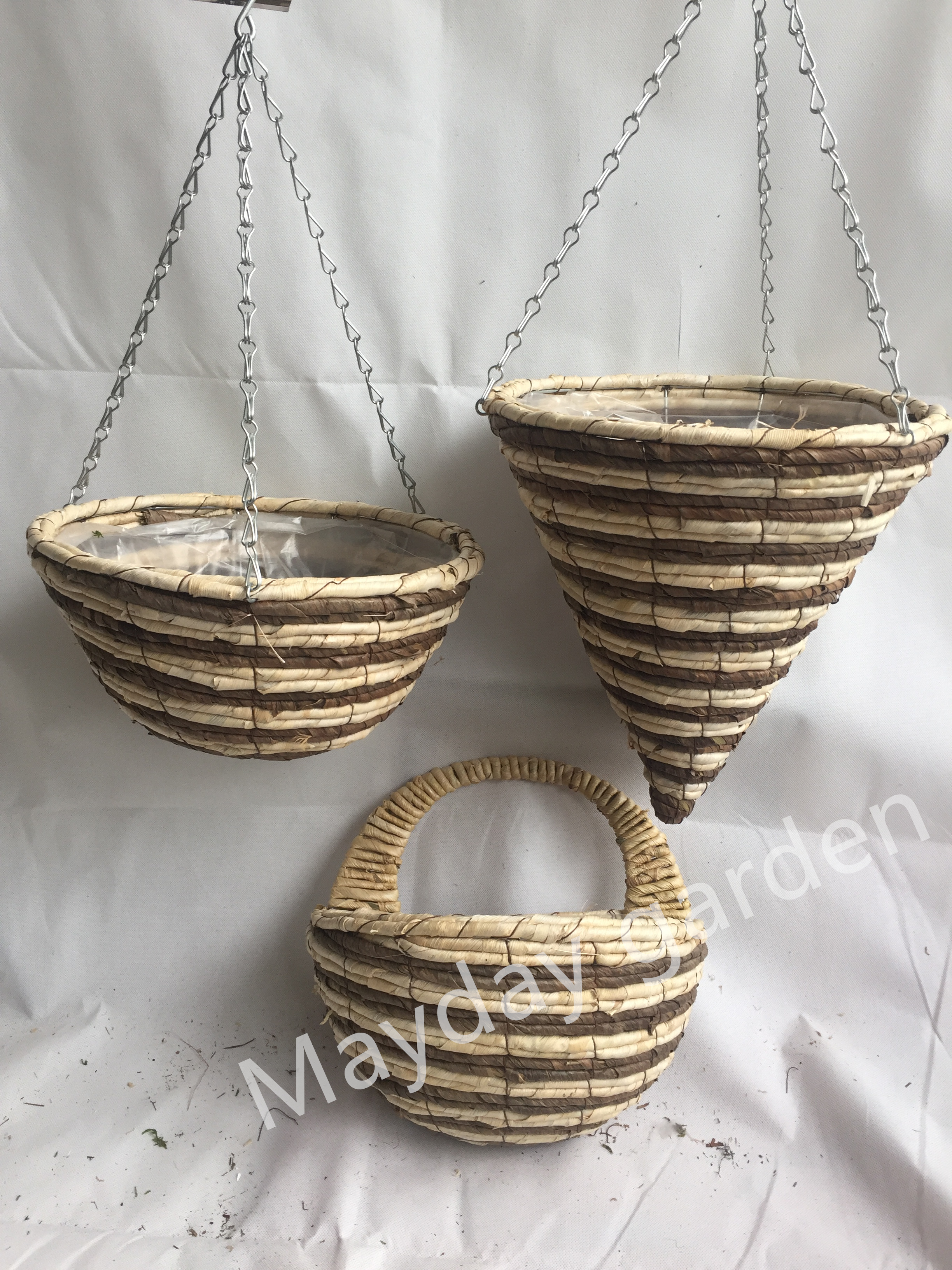 12In Garden Rope Hanging Baskets Handmade Pots Indoor Outdoor Flower Basket for Deck Patio Balcony