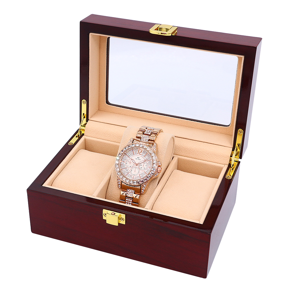 Custom luxury 5 slots 2 slots wooden watch box with mirror