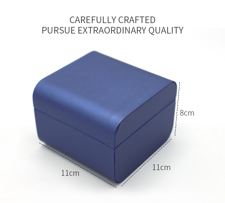 Custom Blue Black PU leather Luxury Men Travel Smart Single Watch Band Display Storage Box Package