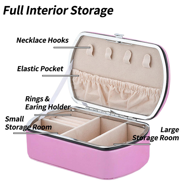 custom purple pearl PU Leather small Travel jewelry box gift packaging box jewelry bag with logo