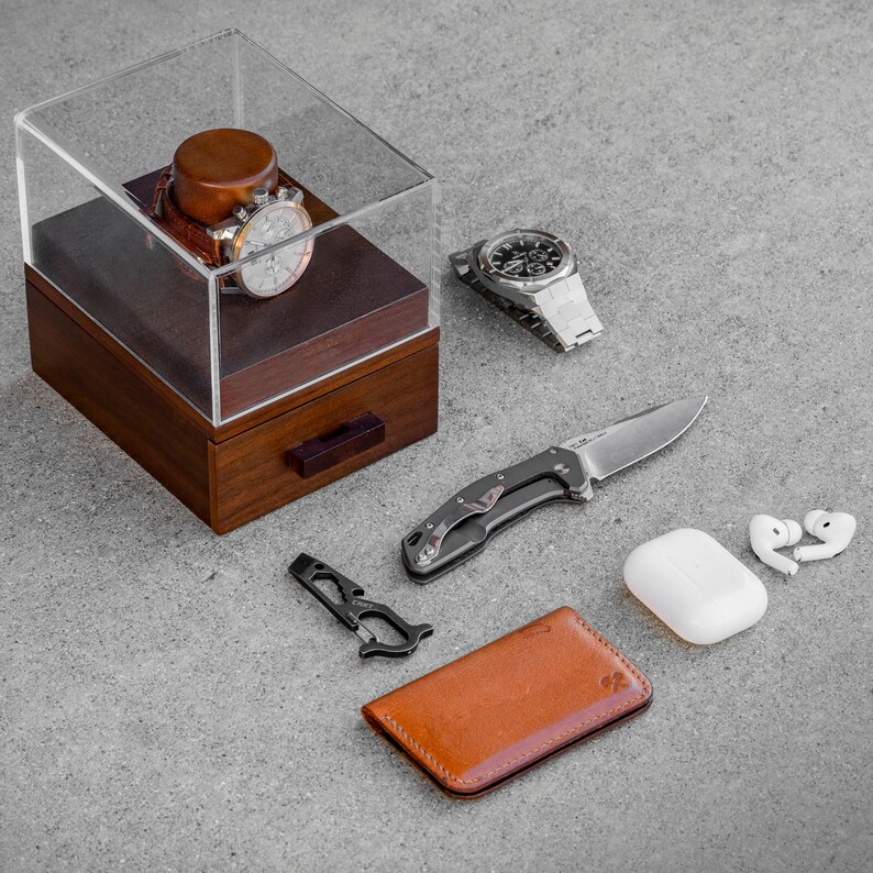 Men's watch rack walnut watch display cabinet bedside table organizer men's boyfriend's Christmas
