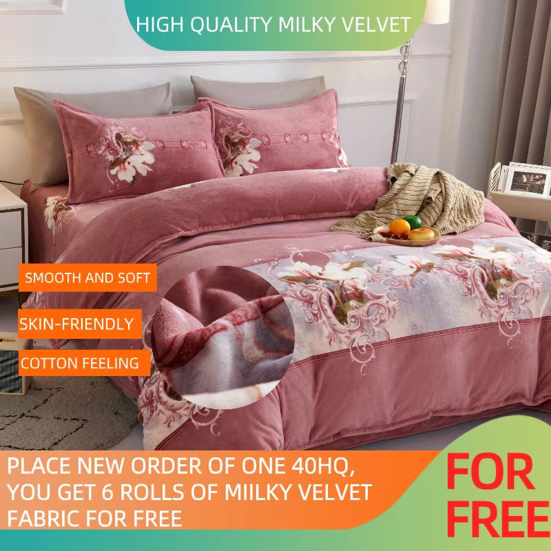 Milk velvet printed 4pcs bedding sets