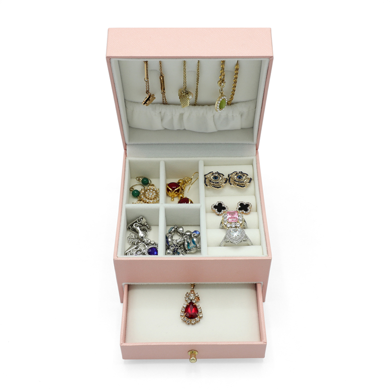 2022 New Arrival Modern Small Velvet Travel Case Drawer Storage Jewelry Box Earring Necklace Pendant