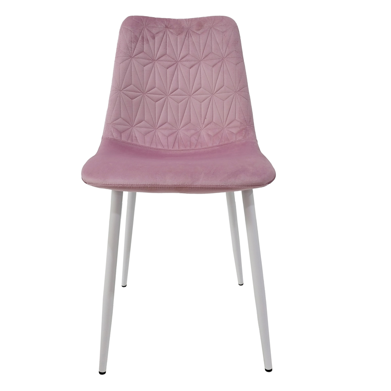 Wholesale Design Room Furniture Nordic Velvet Modern Luxury Dining Chairs With White Metal Legs