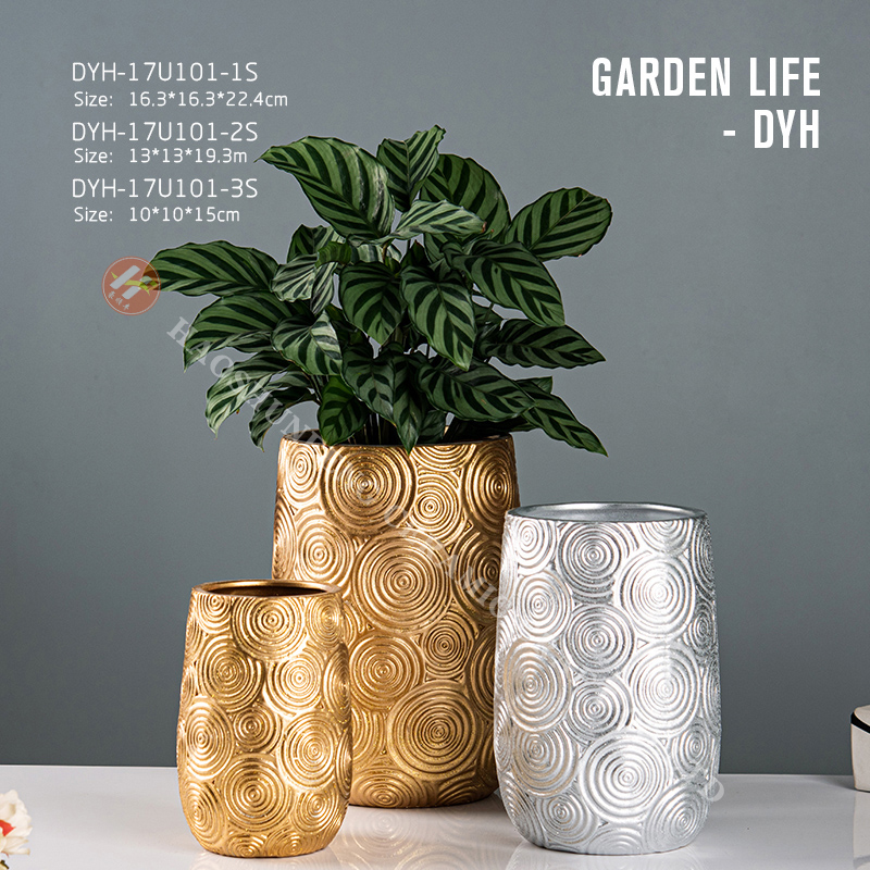 Fashionable and exquisite Christmas golden clay ceramic garden pot