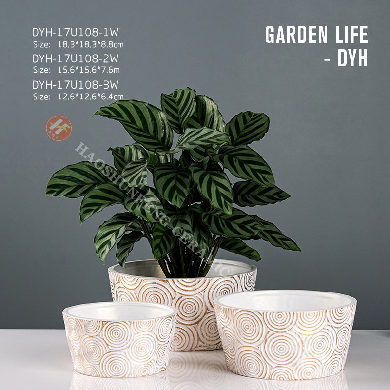 Simple fashion exquisite design Christmas brush golden garden ceramic flower pot