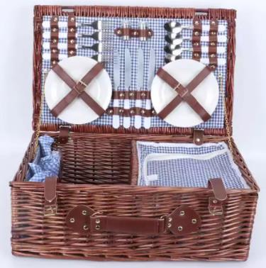 Rattan Storage Basket Wholesale Wicker Willow Customized Picnic Basket Hamper Set with Lid
