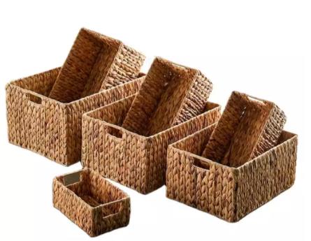 Home Decor Basketry Rattan Seagrass Hanging Wicker Laundry Rolling File Cabinet Water Hyacinth