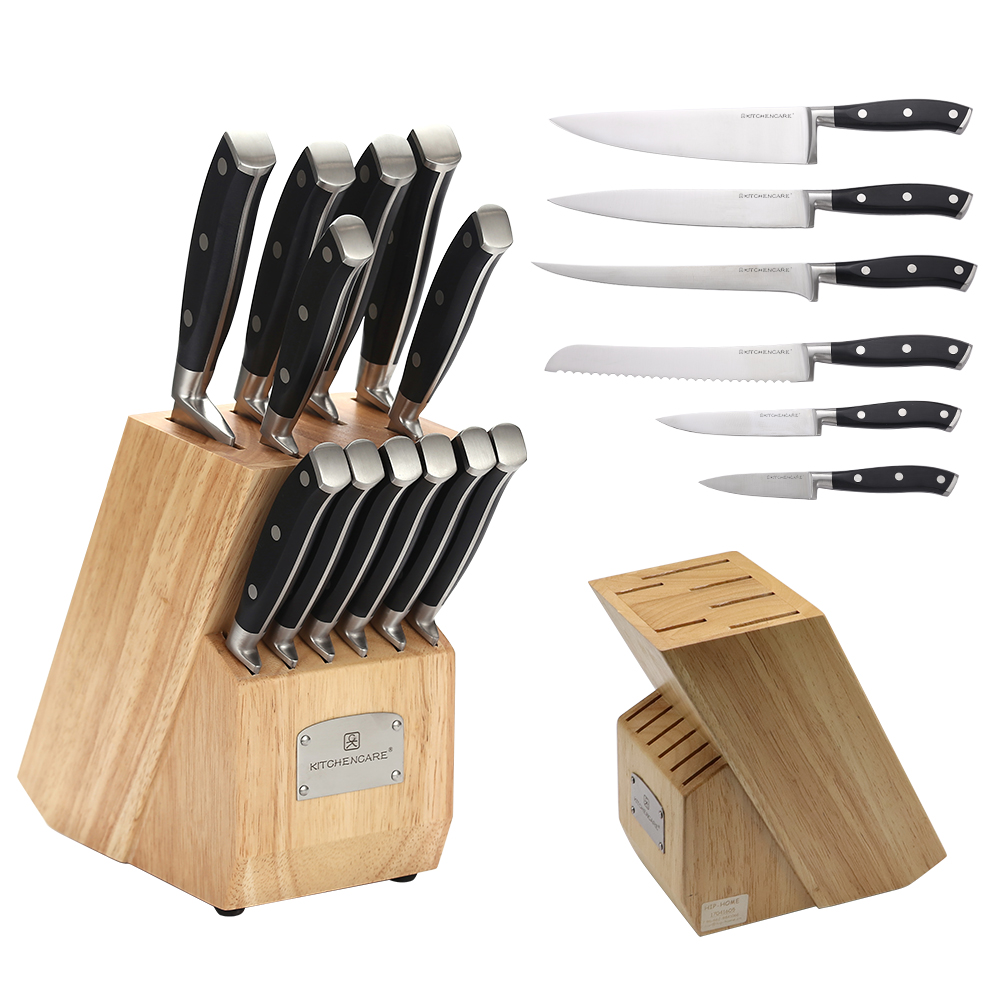 Hip-home 12pcs kitchen knives+block set stainless steel with wood handle