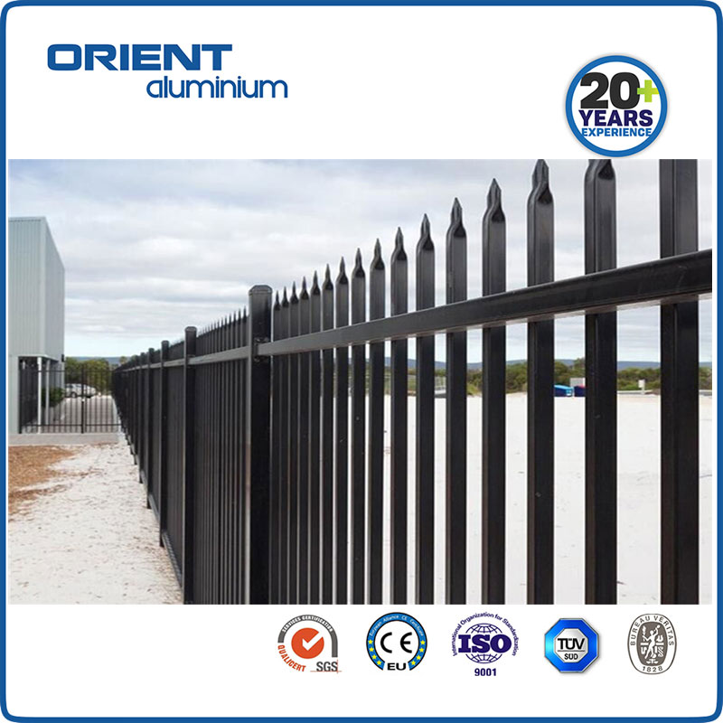 square tube black aluminum fence with 25*25*1.2mm picket and spear top fence