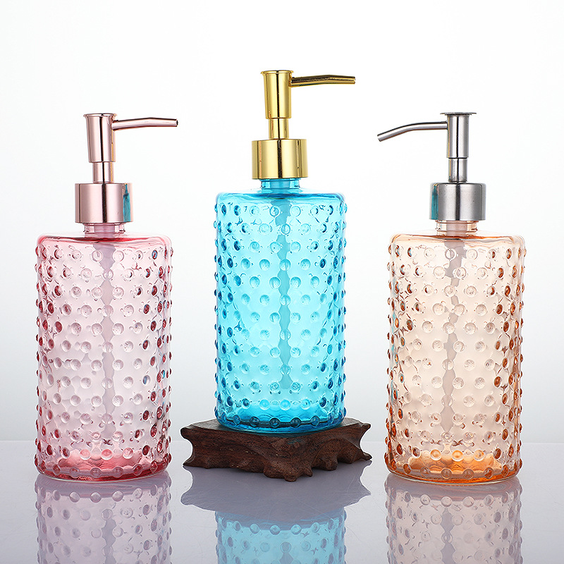 Glass hand sanitizer bottle with spray co