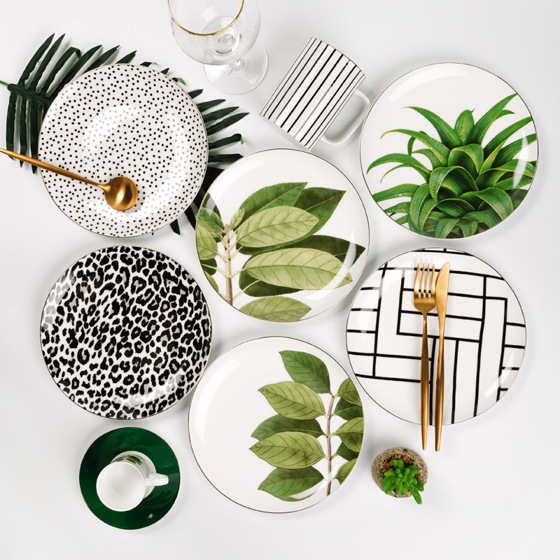 Bone China with baked leaf flower noodles