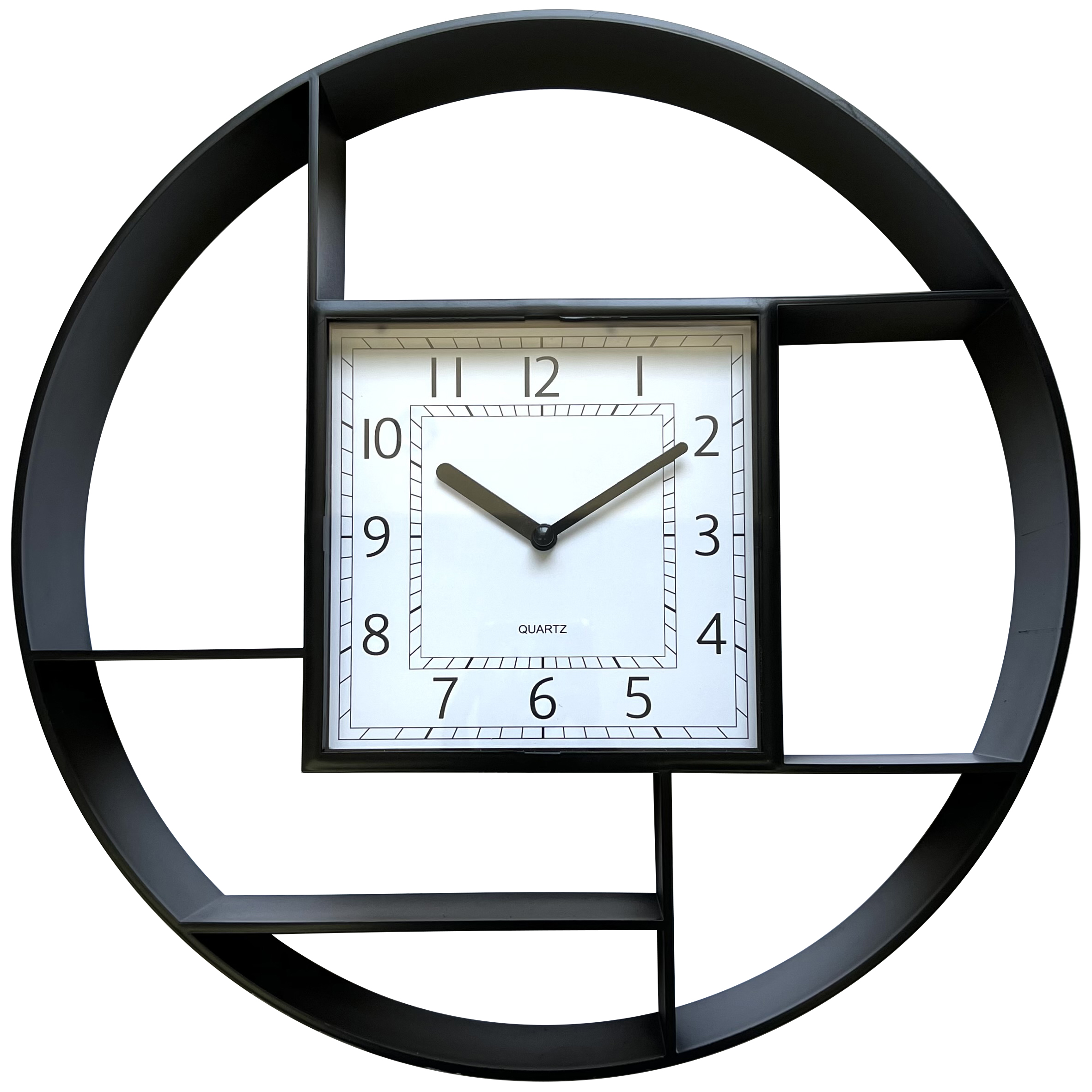14 inch modern wall clock plastic Square cutout design wall-mounted clock indoor shelf wall clock
