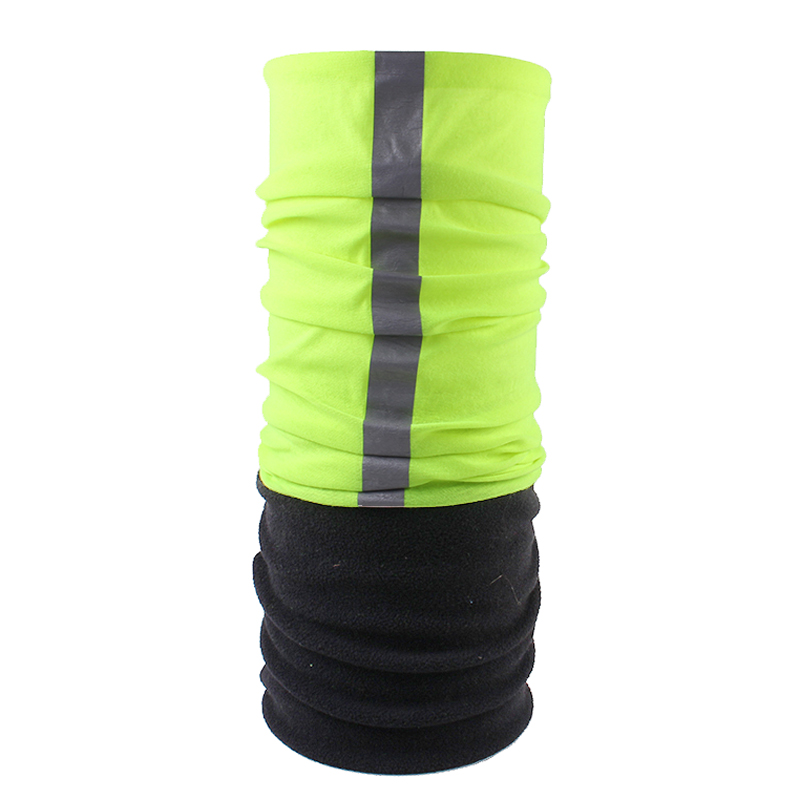 High Visibility Neon Yellow 3M Reflective Safety Face Mask Neck Gaiter Multifunctional Bandana with Polar Fleece