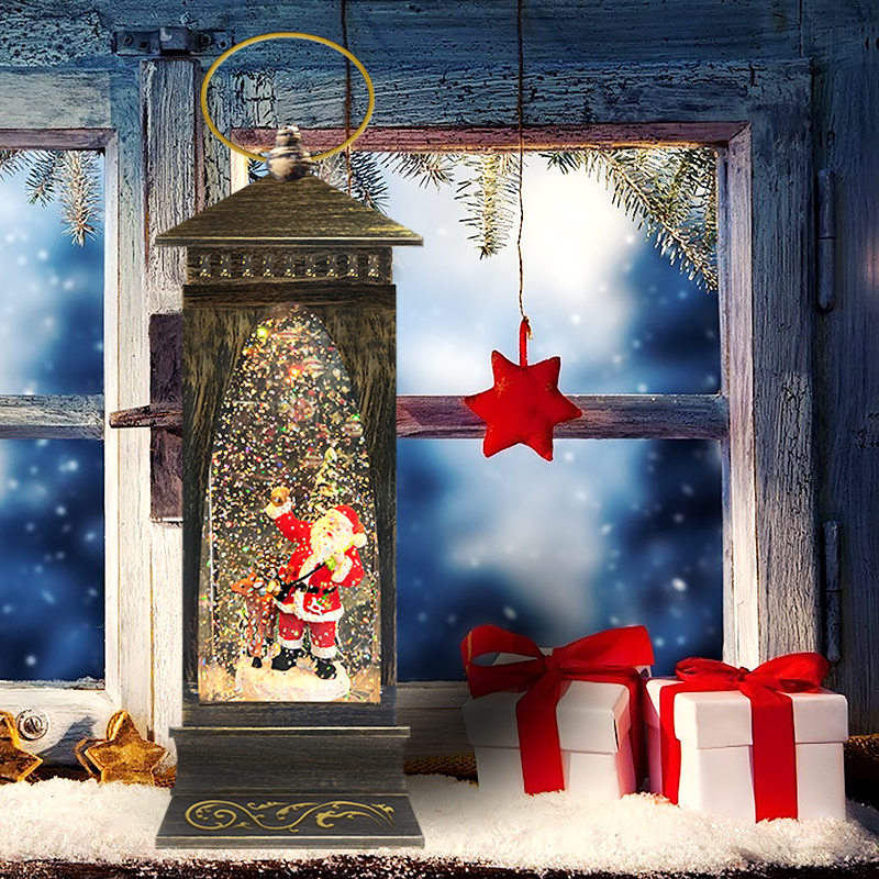 Santa Iron LED Lantern | Holiday Table Decor Gift Light