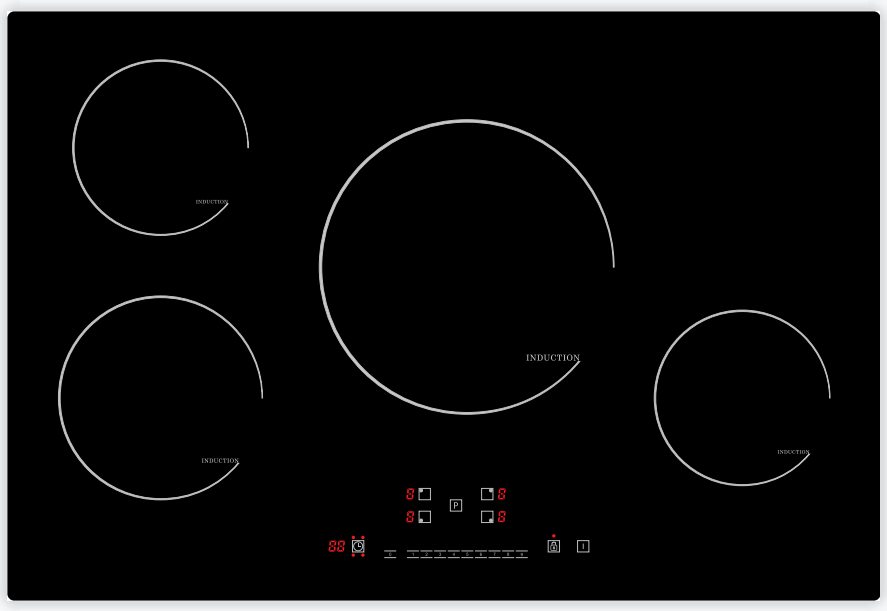 Four Burner Touch Screen Control Built-in Induction Hob 4 Burner Induction Cooker
