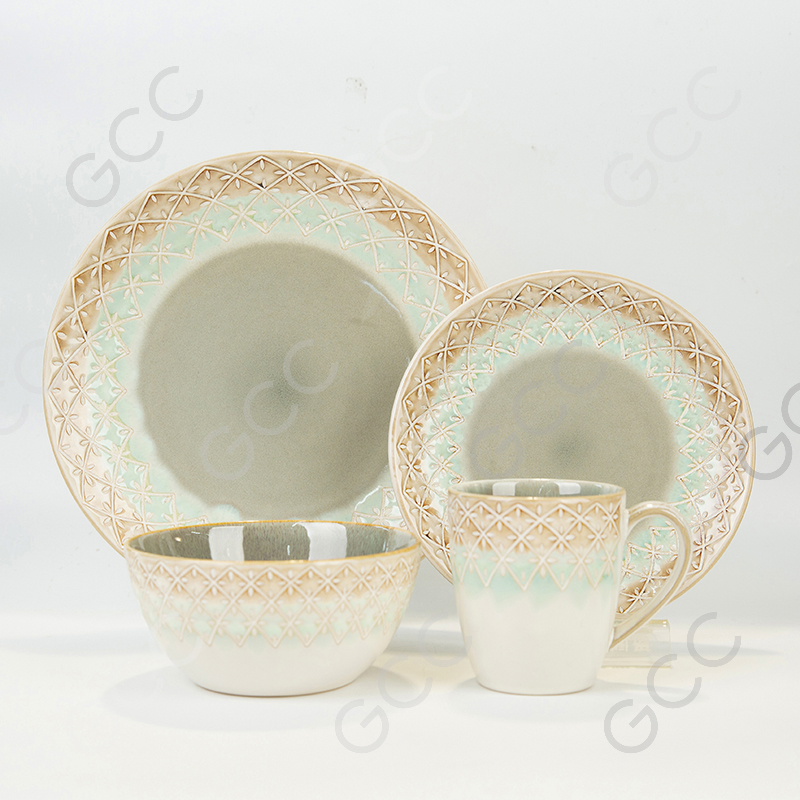 Reactive Glaze 16pcs Set,Place Setting