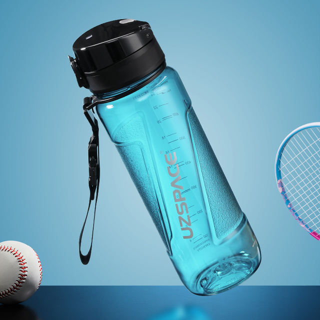 UZSPACE 850ml athlete running Sport Gym workout plastic customized clear water bottle with flip top