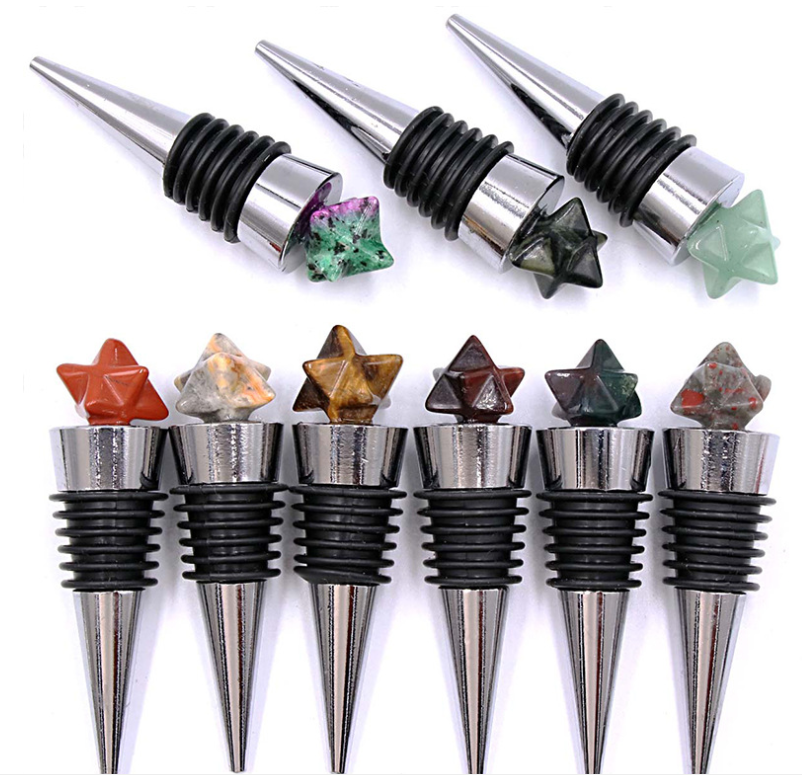 Wine Stopper-Merkaba Star-Yellow Tigereye
