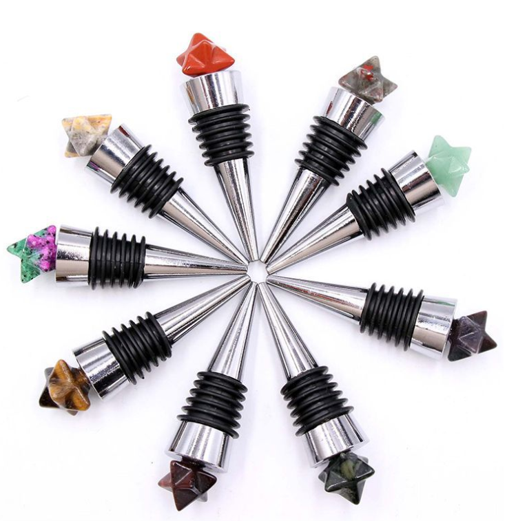 Wine Stopper-Merkaba Star-Green Aventurine