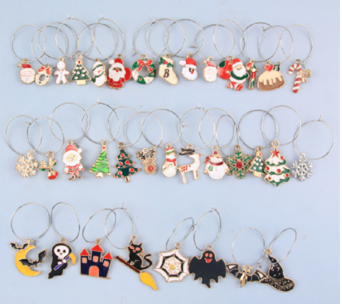 Wine Charms-Wooden Christmas Charm