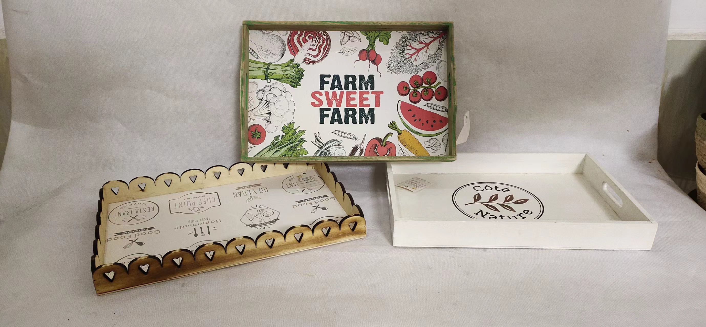 Good Quality Food Grade Rectangle Shape Wood Serving Tray Acacia Wood Plates For Hotel