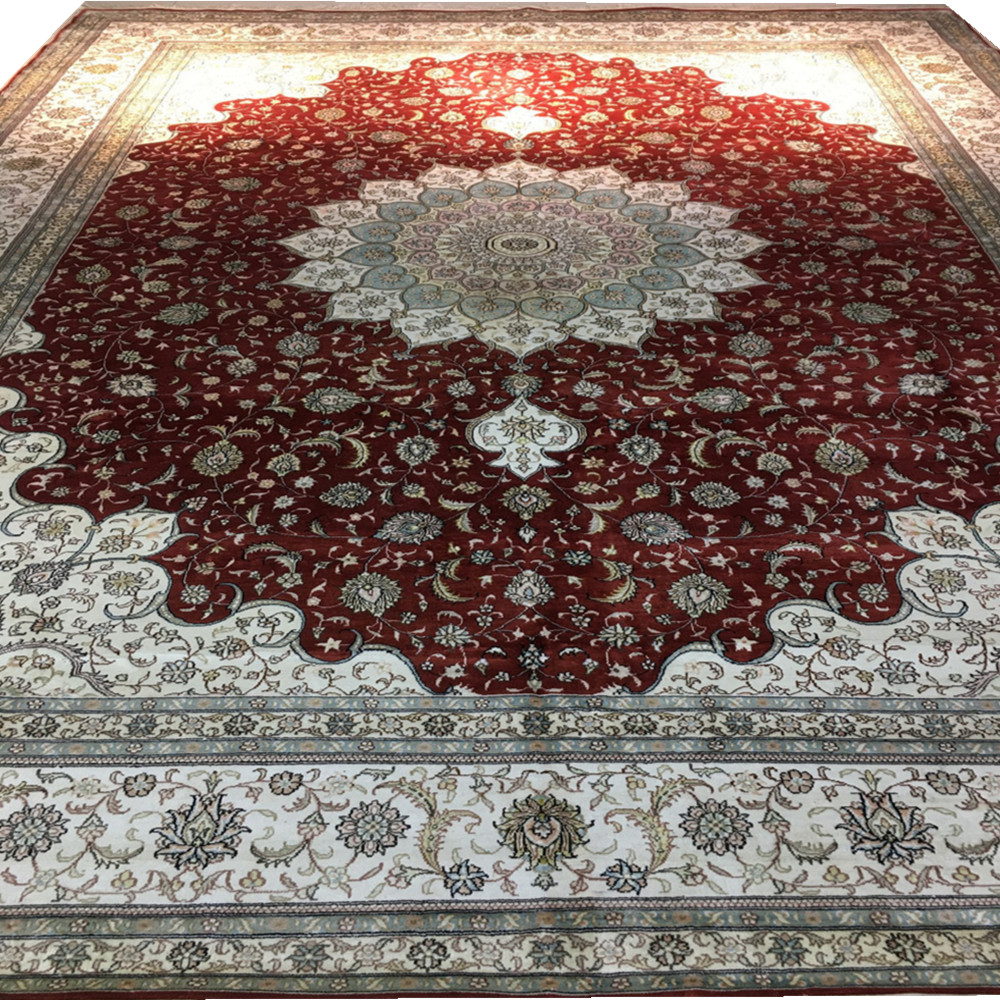 Persian Splendor 9x12ft red handmade silk persian carpet luxury collection silk carpet easy clean