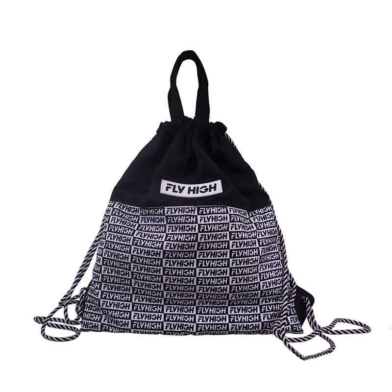 Black light casual backpack with webbing tape draw-string closure
