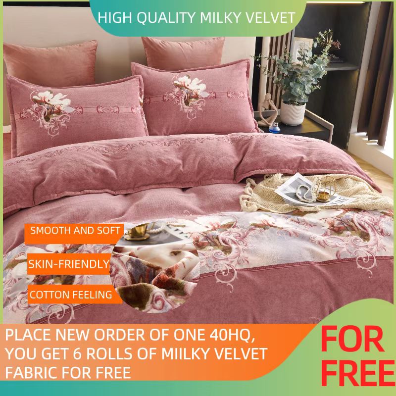 Milk velvet printed 4pcs bedding sets