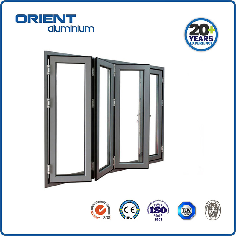 Aluminum alloy door window outside balcony folding aluminum frame door magnetic control shutter