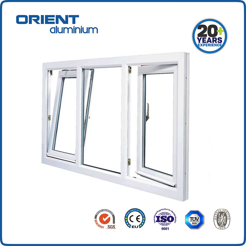 Tilt and turn aluminum window,double glazed sliding window, white frame folding casement window
