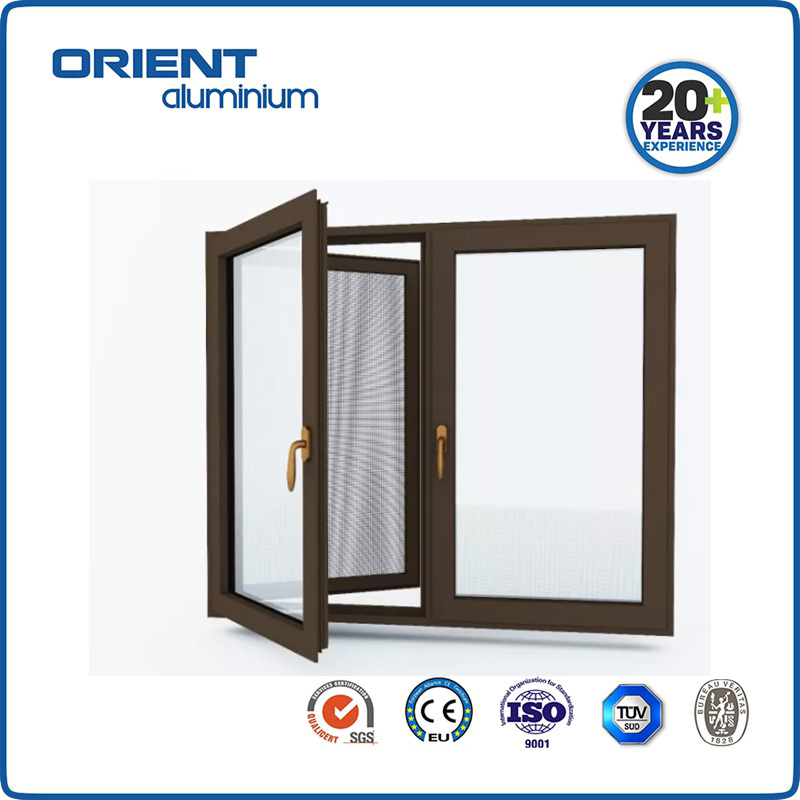 Double Glazed Aluminium Doors Tempered Casement Window Glass Exterior Double Gazed Aluminum Windows