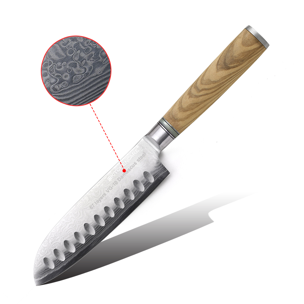 Hip-home Damascus steel 5inch santoku knife kitchen Japanese knife with wood handle