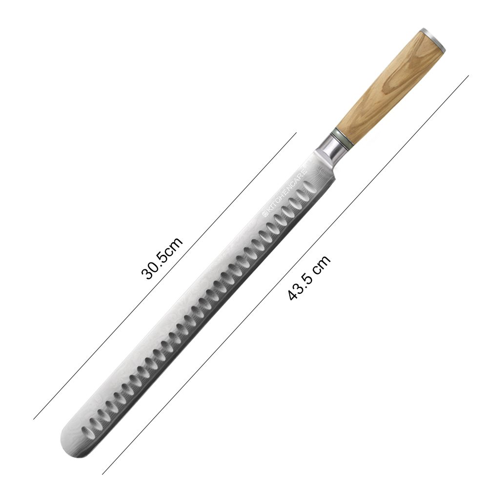 Hip-home ham knife Damascus knife kitchen bread knife with olive wood handle