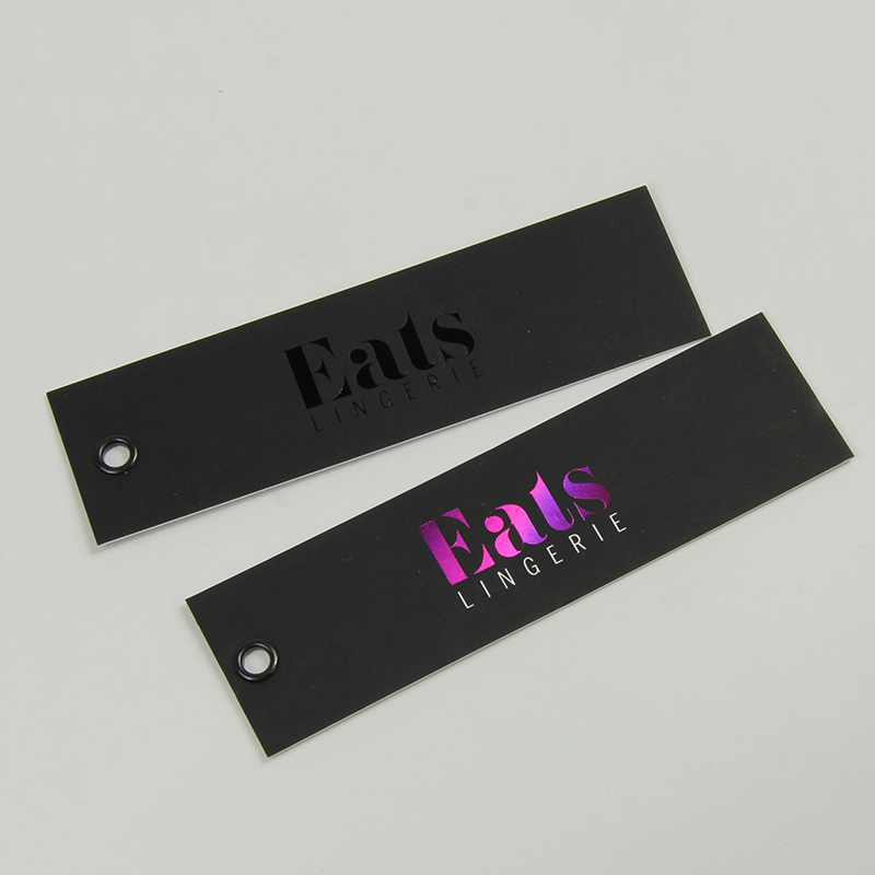 Sinicline black hang tag swing tag good touch with gold foil logo