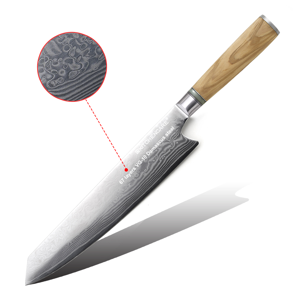 Hip-home kirisuke knife Damascus steel kitchen knife with olive wood handle