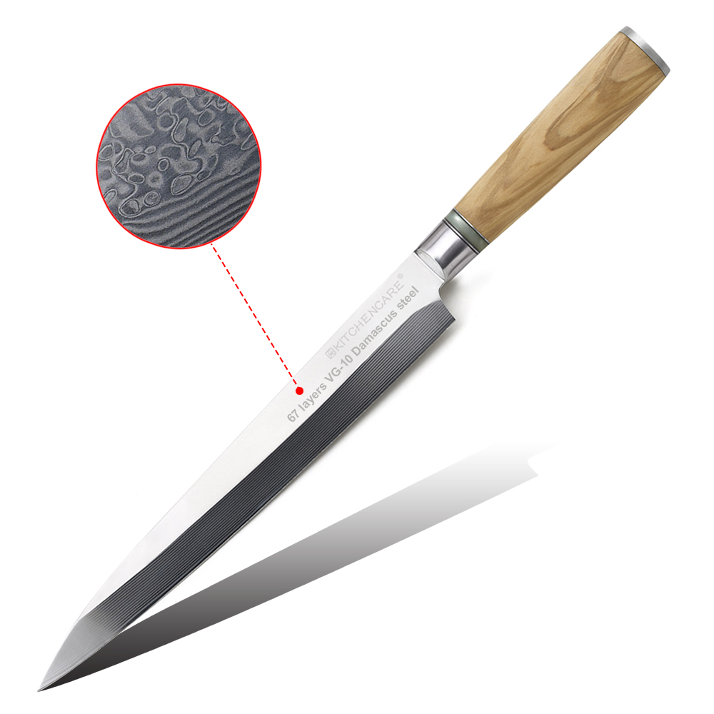 Hip-home 24cm sashimi knife Damascus steel kitchen knives with olive wood handle
