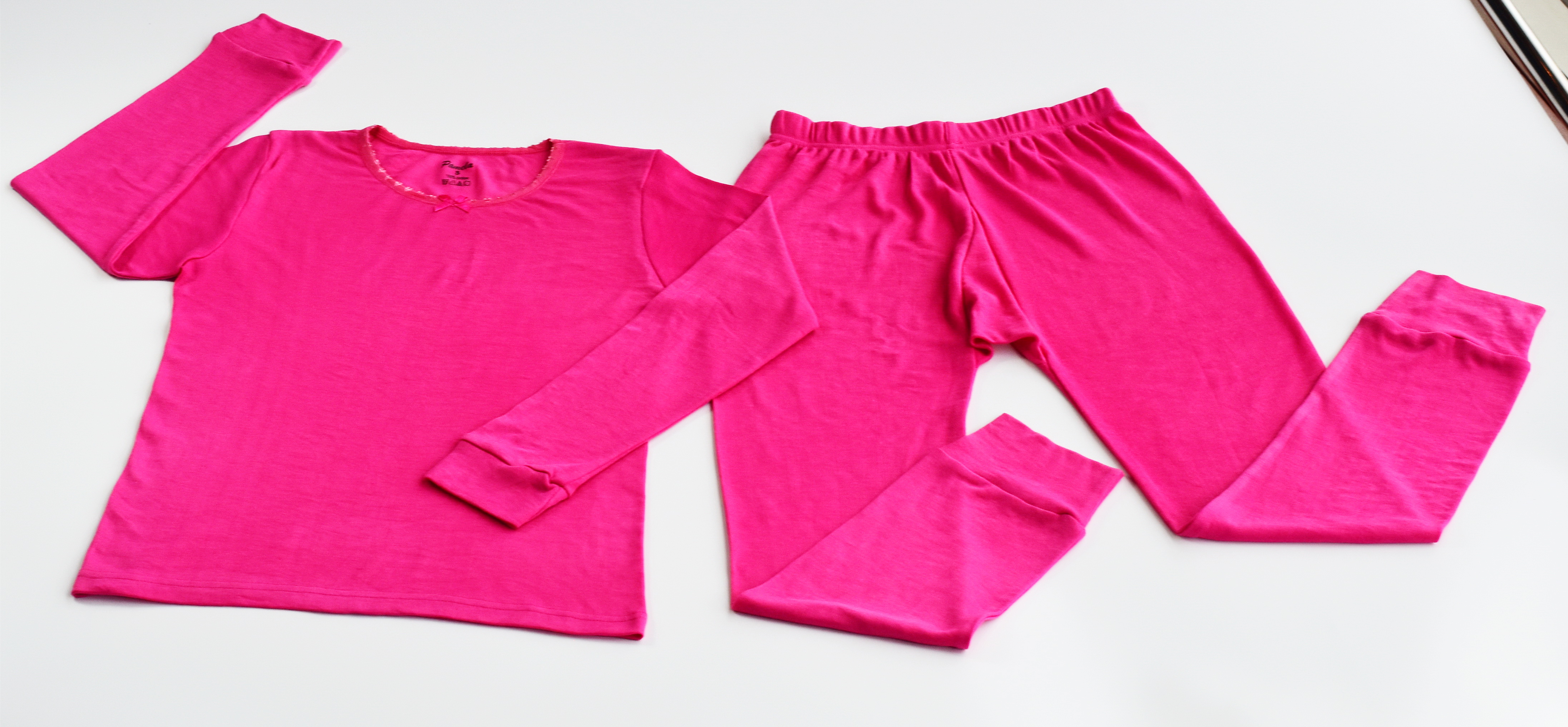 Women round neck 2 pieces interlock set soft cozy thermal underwear set warm sleepwear pajama set
