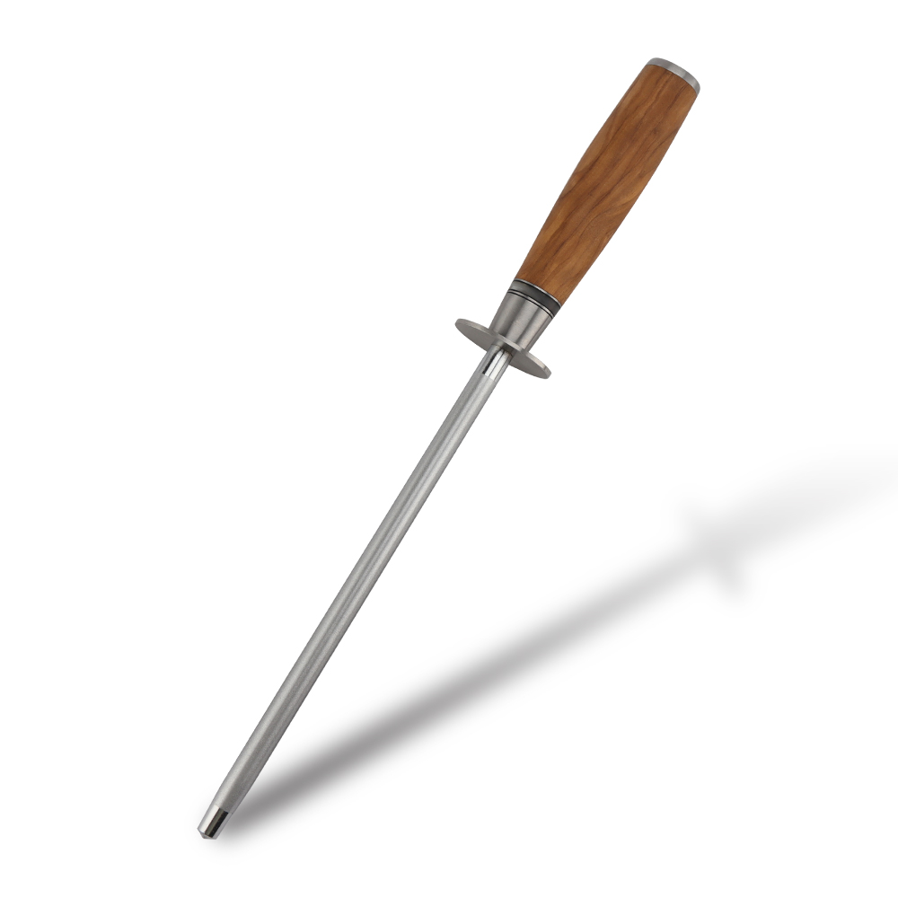 Hip-home kitchen knife sharpener rod with wood handle