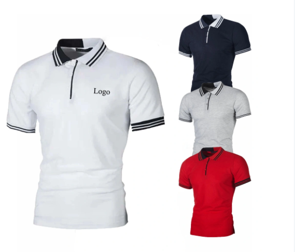 Fashion Striped Polo Shirts for Men Summer Short-Sleeved T-Shirts