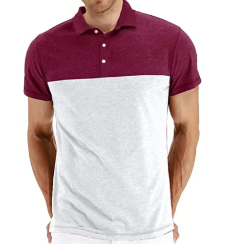 Mens Short Sleeve Polo Shirt Basic Contrast Color Summer Cotton Golf T Shirt