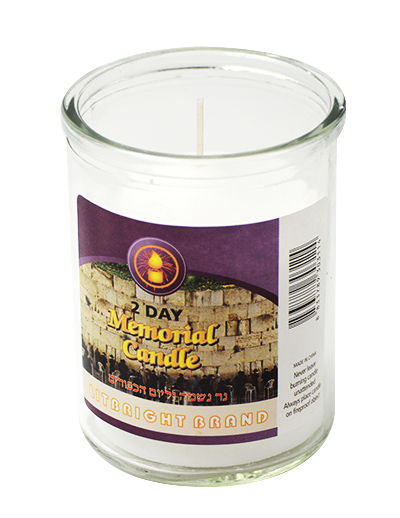 jewish memory glass jar candle