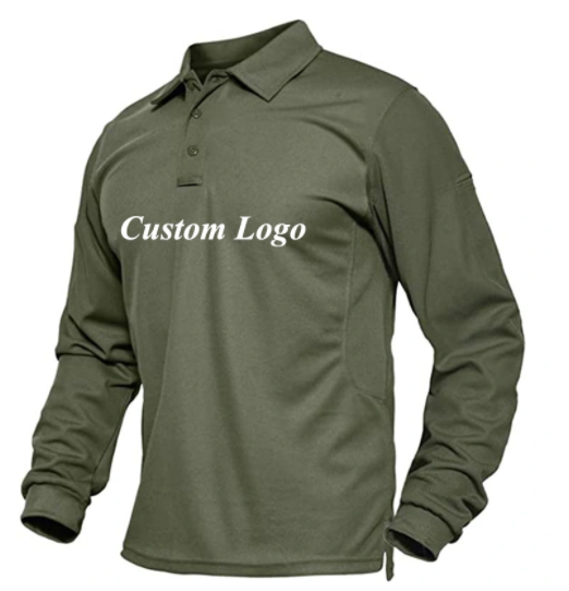Military Shirt Jersey Long Sleeve OEM & ODM Polyester Quick Dry Olive Green Polo Shirt for Army